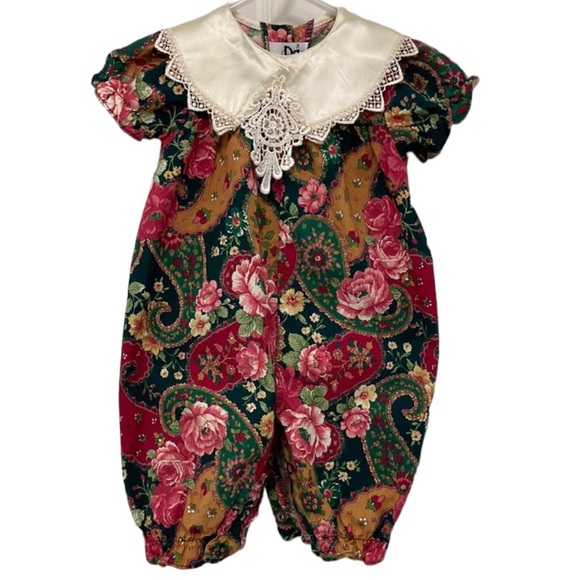 Jo Lene Other - 🍃VTG🍃Jo Lene So Pretty!!! Baby Girls Beautiful Floral & Paisley Jumpsuit Sz0-6
